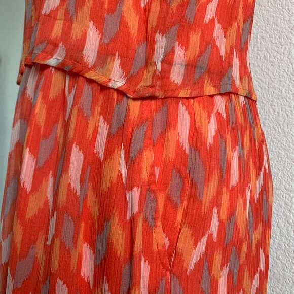 Lucky Brand Ikat Tile Sleeveless Dress Coral Multi Size L - Picture 4 of 5